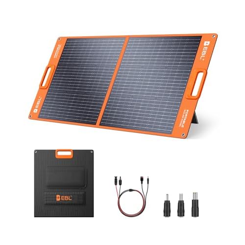 EBL Solar Panel 100W Portable Solar Panel (Upgraded) for 240/300/500/1000/1500/2000 Power Station, with Adjustable Kickstand and Parallel Cable, Waterproof IP65 for Outdoor Camping Hiking RV Trip