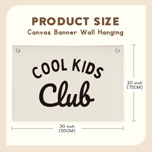 Image of Playroom Wall Decor Cool Kids Club, Kids Playroom Decor, Linen Banner Wall Hanging Banner Flag, Classroom Decorations, Baby Shower Gifts 30x20