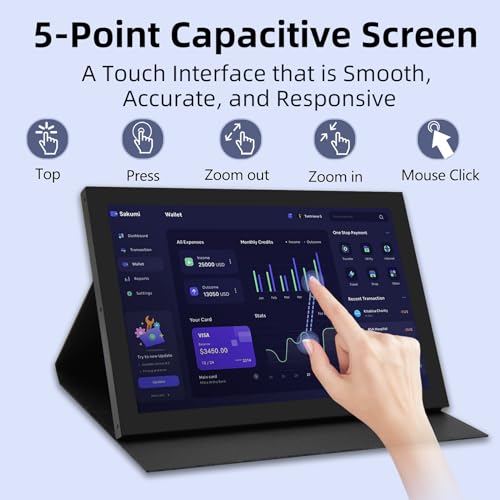 Image of 10.1inch Touchscreen Monitor, 1280x800 Dual-Speaker HDMI VGA Portable Monitor for PC /Laptop /Raspberry Pi /Banana Pi /Game Console