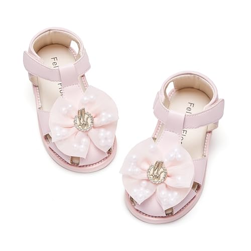 Image of Felix & Flora Toddler Girls Sandals Soft Rubber Princess Flat Shoes Flower Girl Shoes