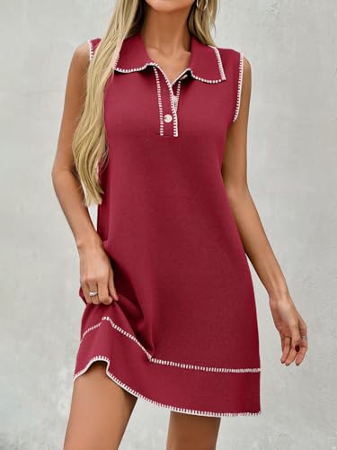 Image of Wenrine Womens Summer Mini Dress Casual Sleeveless Knit Tank Dresses