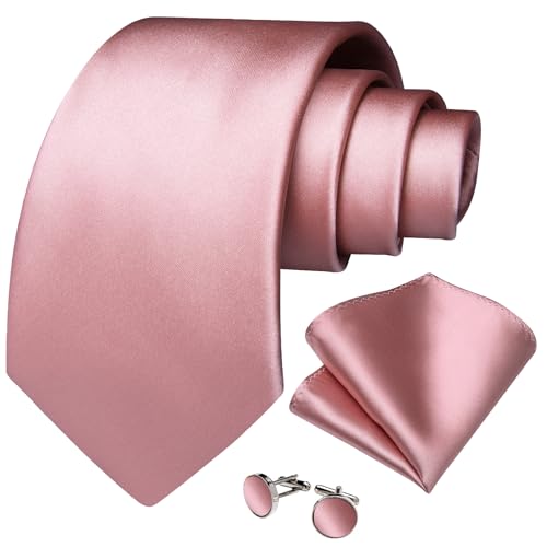 Image of DiBanGu Mens Solid Color Tie and Pocket Square Set Woven Silk Plain Necktie & Handkerchief for Men Wedding Party Formal