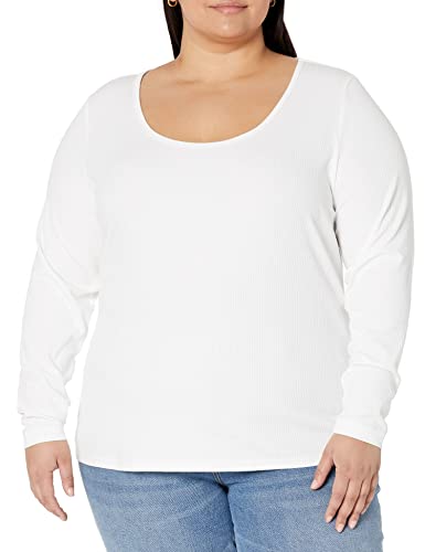 Image of Amazon Essentials Women's Long Sleeve Slim-Fit Rib Scoop Neck Sweater, Fall Tops, Pack of 2