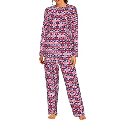 Pyjama Union Jack femme doux avec pantalon à taille élastique