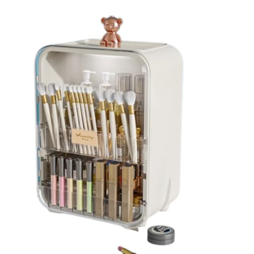 Cutdred 化粧品収納ボックス 鏡付き クリアコスメボックス LEDライト付 大容量・透明・マグネット開閉 メイクボックス 化粧箱 コスメ収納 化粧品ケース 蓋付き 防塵 防水 整理簡単 小物入れ 多機能 おしゃれ コスメ 多機能 化粧品入れ 化粧箱