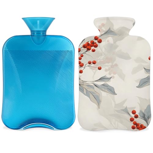 Hot Water Bottle with Soft Cover,2L Colorful Flowers Hot Water Bag for Hot and Cold Compress, Hand Feet Warmer, Graffiti Flowers Rubber Hot or Cold Water Bottle Halloween Christmas Decorations