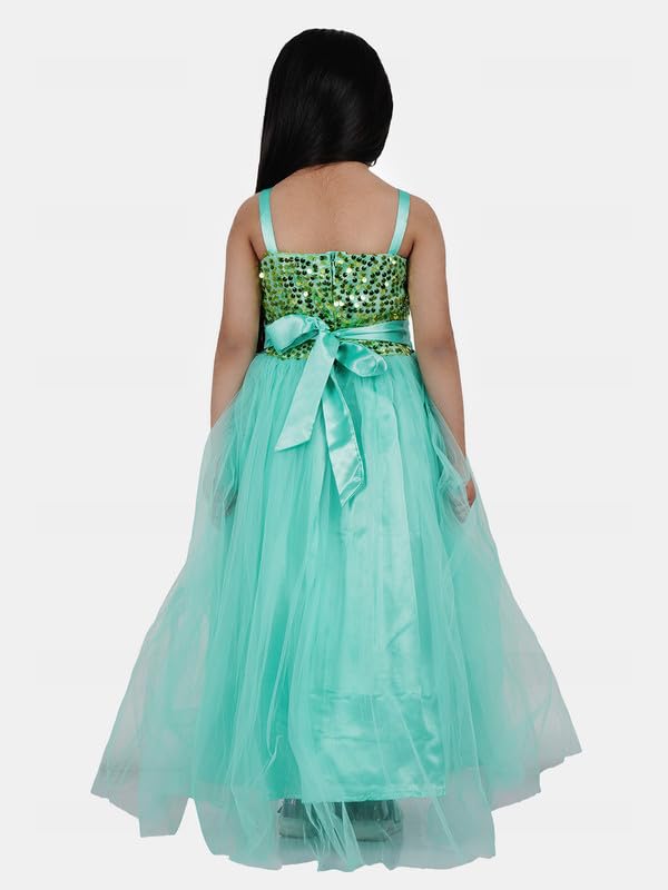 Image of Ripening Baby Girls Net Fit & Flare Floor-Length Gown Sequin Prom Kids Dress