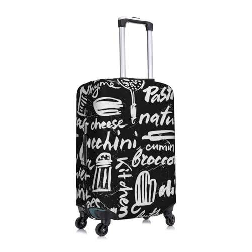 Pasta Bacon Luggage Cover TSA Approved Stylish Dust and Scratch Resistant Luggage Case Protector Washable Elasticated Luggage Covers for Kids and Adults2