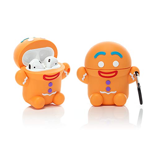 Suublg Case for AirPods 2nd/1st Generation Earbuds 2019/2016, 3D Cute Cartoon Animation Character Skin Design Protective Shockproof Silicone Covers with Carabiner for AirPods 1 and for AirPods 2