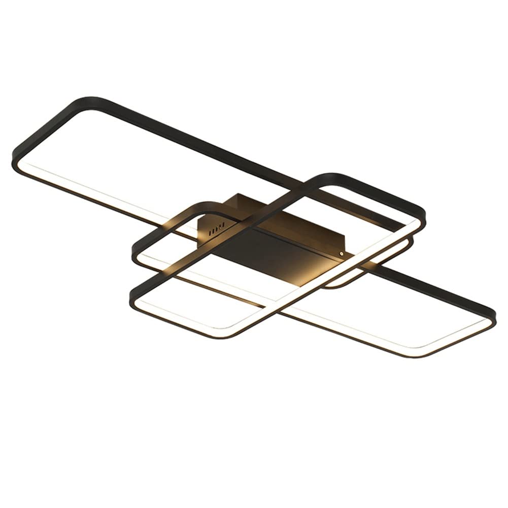 Close To Ceiling Lights Modern LED Ceiling Light Remote Control Dimmable Ceiling Chandelier Flush Mount 3-Layer PVC Metal Geometric Lighting Fixture for Bedroom Living Room Study Kitchen ( Color : Bla