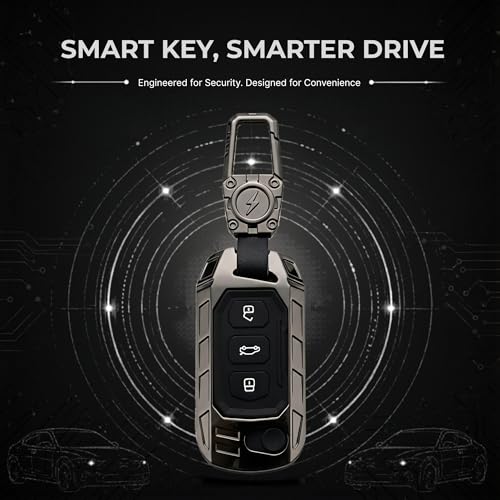 Image of Arika Metal Key Cover Compatible with Mahindra Scorpio N | 3XO | XUV 300 | Marazzo | XUV 700 | XUV 400 ev | Bolero | Thar Roxx 3 Button Flip Key (Metal Silicone)
