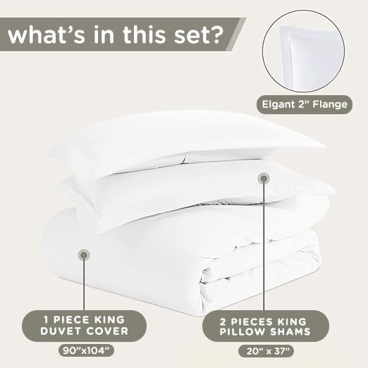 Miniatura 2 de Decfair Funda de edredón de algodón egipcio tamaño King, funda de edredón de 600 hilos, suave y transpirable de calidad de hotel, cierre de