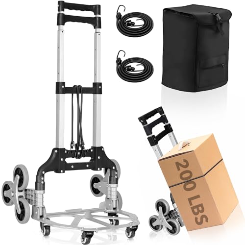Carro de Compra Plegable,200LBS Carro de Mano para Subir escaleras con asa telescópica y Ruedas universales,carrito supermercado 2 SOGA y Bolsa de Lona Impermeable extraíble,...