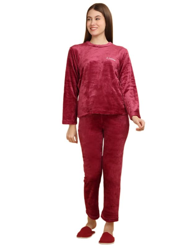 klotthe Women Red Solid Woolen Night Suit-picture-31