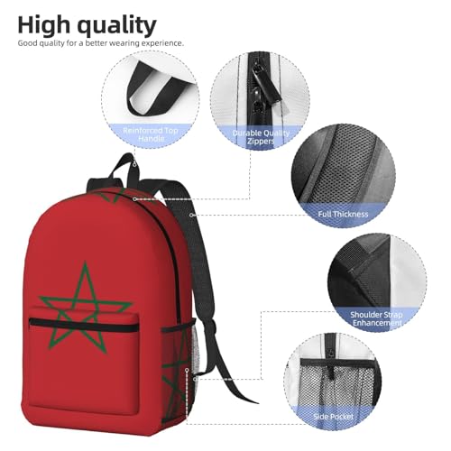 Sac à dos ordinateur résistant à l'usure et robuste avec imprimé drapeau Maroc - 3