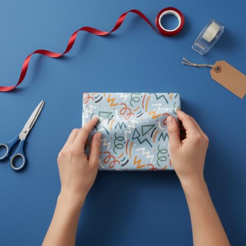 Image of QIPS | NUKKAD Printed Gift Wrapping Paper - Pack of 10 Sheets (19 inch x 29 inch) | Glossy Finish, 80 GSM Acid-Free Paper | Ideal for Birthdays, Baby Showers & Festivals (Abstract)