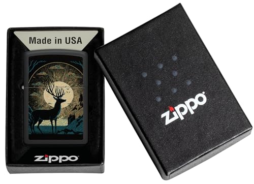 Encendedor Zippo diseño Deer and Sun negro mate miniatura 6