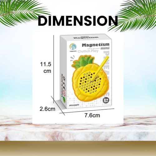 Image of Fruit Shape Mini Magnetic Toy - Magpad Keychain with Steel Balls Writing & Drawing Board Magnetism Toy for Kids, Stress Relief School Bag Pendant(Pineapple Magnetic Drawing Pad)