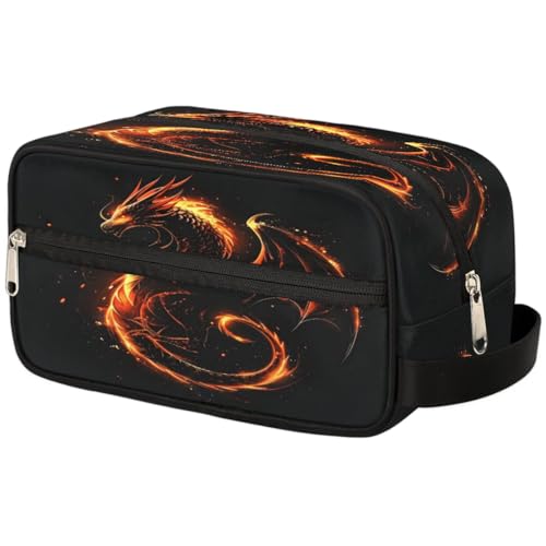 Bardic Fire Dragon Toiletry Bag for Women Men, Travel Toiletry Bag Dopp Kit, Water-resistant Lightweight Shaving Bag for Toiletries Accessories, 10.5 x 4.4 x 5.3In