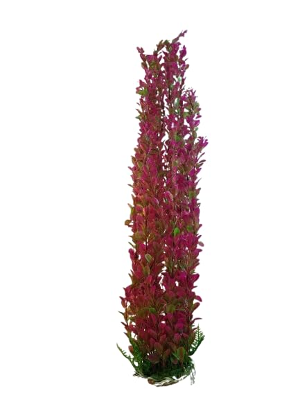 Jumbo Bushy Aquarium, Pond Artificial Red and Green Plant 75-80cm (30 Inch) Tall, Fish Tank Foliage Ornament | Plastic Aquascaping Seaweed Decoration, XL Background Foliage, Provide Coverage for Koi