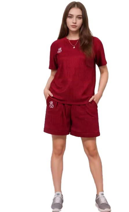 Pajama for Women Cute Bear Short Sets 2 Piece Ribbed Knit Lounge Sets Pjs Shorts Summer Short Sleeve Sleepwear with Pockets