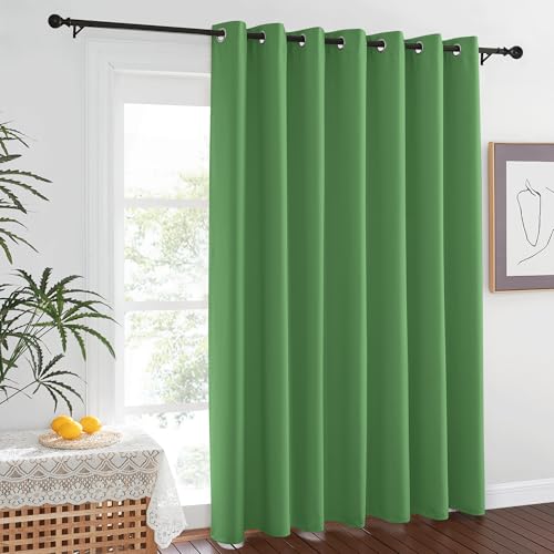 NICETOWN Room Divider 84 inch Curtain for Sliding Glass Door, Grommet Thermal Insulated Sound Reducing Window Treatment Draperies for Bedroom/Living Room, W100 x L84, 1 Panel, Froest Green
