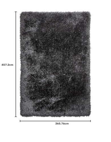 Image of Luxury Shaggy Carpet Solid Plain Fluffy Fur Rectangular Rugs For Hall And Drawing Room 12X15 Feet Microfiber & Polyster Modern Interior Floor Mat Dark Grey