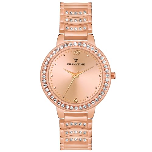 Franktime Monalisa Floral Diamond Series Analog Watch Rose Gold Dial | Wrist Watches for Womens & Girls & Miss & Ladies Watch with Stylish Diamond Studded Watches (B0CM57X36H) Amazon Price History, Amazon Price Tracker