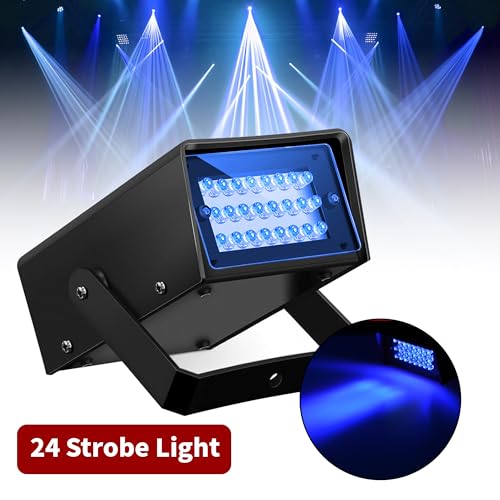 Image of ENUOLI Mini LED Strobe Light Blue Color 24 Super Bright LED Party Light | Variable Speed Control Mini LED Strobe Light for Christmas Club Stage Light Effect DJ Disco Bar Party Halloween(Blue Color)