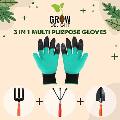 Image of Garden Gloves With Double Claws | Heavy Duty Gloves for Gardening & Farming | Reusable, Washable Gloves for Digging, Planting & Pruning | Garden Accessories for Men & Women