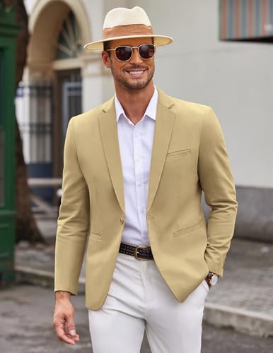 COOFANDY Men's Sports Coat Casual Blazer Slim Fit One Button Cotton Suit Jacket Formal Dress Wear2