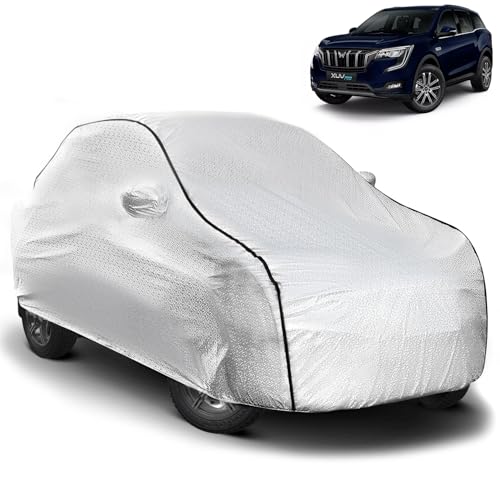 Image of Pivalo Car Cover for XUV700 All Model & Years (2021-2025) 100% Waterproof with Mirror Pockets, Triple Stitched Bottom Elastic Dustproof Full Body Protection (Heat & UV Resistant, Silver)