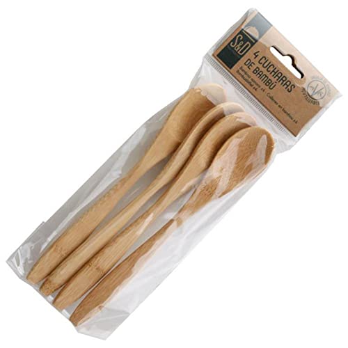 Juego de 4 cucharas de bambú reutilizables Green Actitud