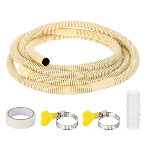 PATIKIL 6.5Ft Kit Tubo Di Scarico Per Condizionatore Universale Tubo Di Scarico AC Con Connettore Dritto Per Estensione Mini Split AC Pompe Di Calore Senza HVAC, Giallo