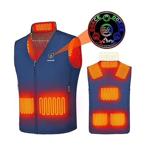 DOACE Heated Vest for Men & Women, Smart heated Jacket, Battery Not Included (US, Alpha, X-Large, Regular, Regular, Blue) Cover