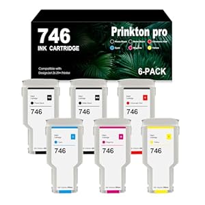 746 – Cartuchos de tinta de 10.1 fl oz para HP 746 P2V83A P2V82A P2V81A P2V80A P2V78A P2V79A para impresora HP DesignJet Z6 y Z9+ de gran formato (foto negra, negro mate, rojo cromático, cian, magenta