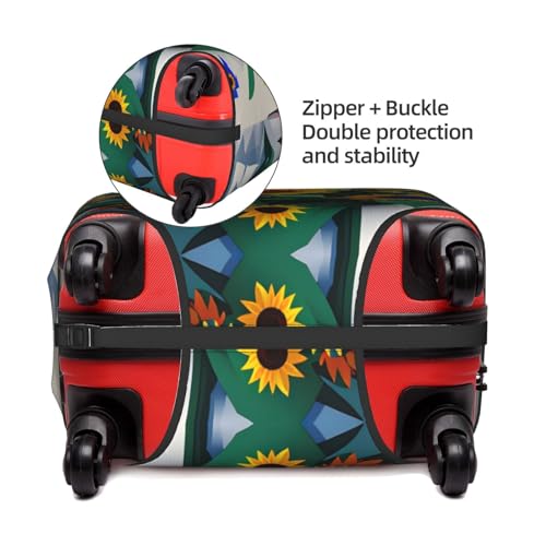 Sunflower Bee Print Personalized Travel Luggage Cover With Zipper, Elastic Luggage Cover,For Daily Use4