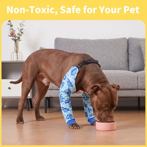 Image of LovinPet Dog Elbow Protector Anti-Licking Elbow Sleeve, Adjustable, Comfortable & Durable Front Leg Guard for Medium to Large Dogs, Prevents Licking and Chewing,Dog Sleeve,Blue Blue