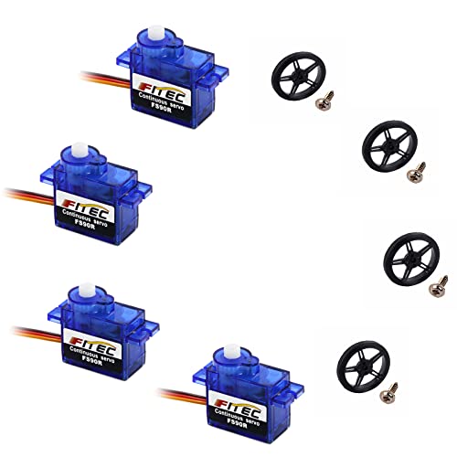 FEETECH 4Packs 90R 9g Servo with Wheels Digital Servo Motors 360 Degree Continuous Servos