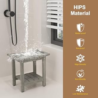 HIPS Shower Benches for Inside Shower, Shower Stool with Space-Efficient Storage Shelf, Waterproof Shower Chair Seat for Spa Bathroom(Light Gray)