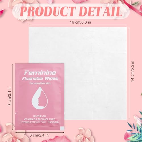 200 Feminine Wipes Flushable Travel Individually Wrapped,Travel Wipes for Women,Feminine Care Wet Wipes Travel Size Vaginal Wipes for Adult, Girl and Homeless