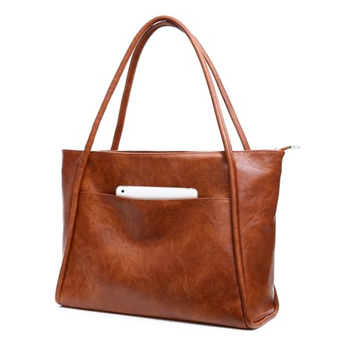 Large Vegan Leather Tote with Zipper