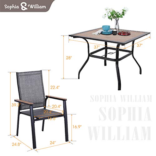 Image of Sophia & William Patio Dining Set, Square Table w / 4 Grey Aluminum Chairs