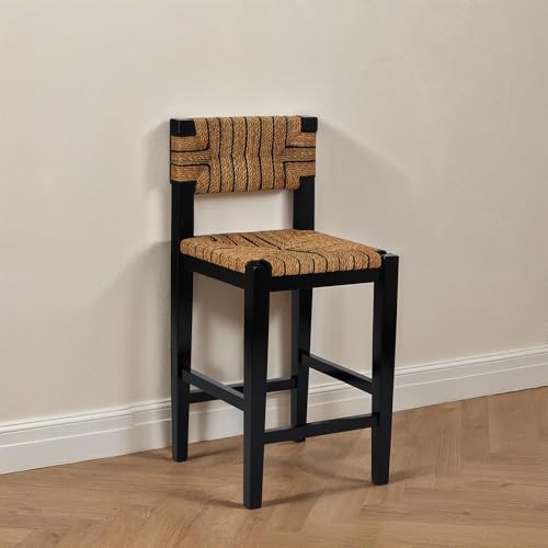 Creative Co-Op Willowbrook Solid Wood and Natural Woven Seagrass Rope Counter Height Stool, Mahogany Black Finish by Creative Co-Op - Image 9