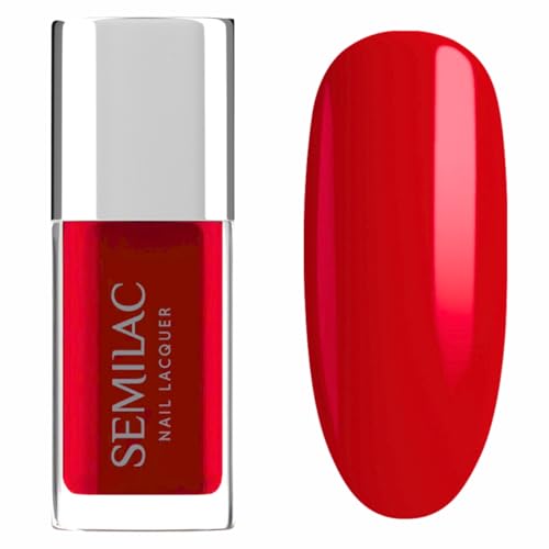 Semilac Esmalte de uñas 120 rojo neón de 9 ml, color rojo neón, color intenso, alta opacidad