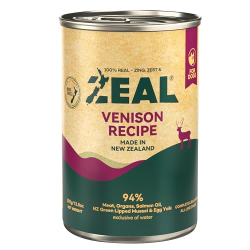 Image of ZEAL New Zealand Wet Dog Food - High Protein, Pure Nutrition, Natural Superfoods, Grain-Free with Superfoods (Venison, 13.76oz Can 12-Pack)