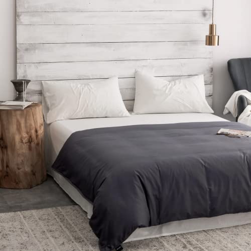 Image of ZonLi 80''x87'' Dark Grey Duvet Cover for Weighted Blanket, King Size Breathable Soft Removable Duvet Cover for All Season