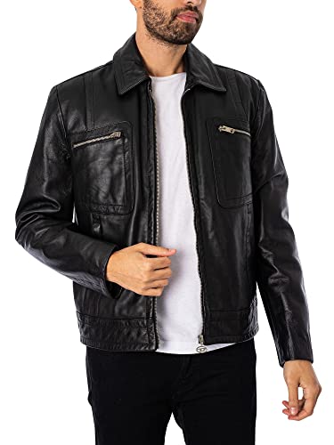 Diesel Herren Cale-Lederjacke, Schwarz, L