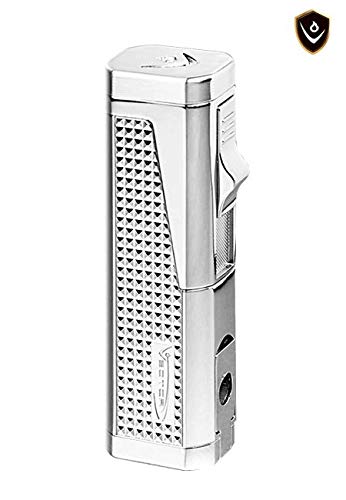 Vector KGM Urbano Triple Flame Torch Lighter with Cigar Punch - Hi Polish Chrome