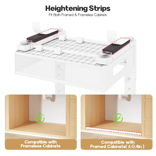 Image of 2 Packs 19IN Depth Under Sink Organizer, 2-Tier Pull Out Cabinet Organizer With Smooth Circular Rail, Large Capacity Metal Mesh Sliding Drawers For Bathroom& Kitchen Storage,Height Adjustable -White